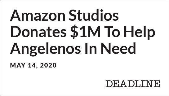 Amazon Studios Donates $1M To Help Angelenos In Need