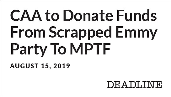 CAA Donate Funds From Scrapped Emmy Party To MPTF