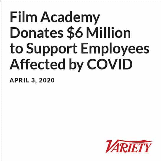 Film Academy Donates $6 Million to Support Employees Affected by COVID