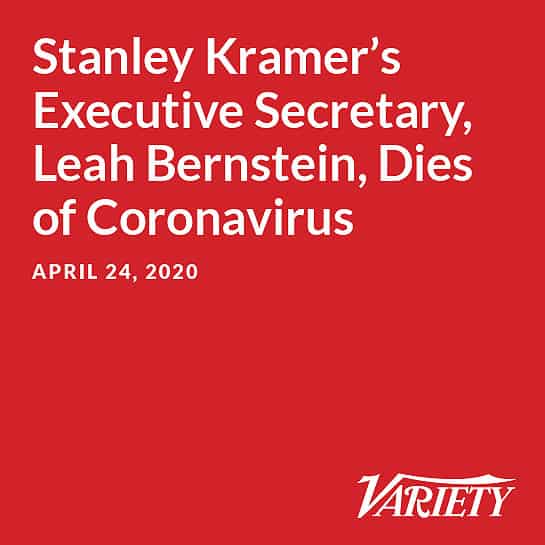 Stanley Kramer’s Executive Secretary, Leah Bernstein, Dies of Coronavirus at MPTF