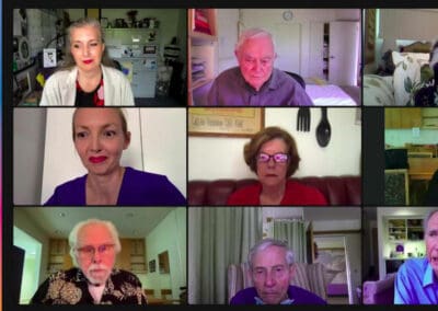 A group of people on a video call.