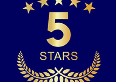 The 5 stars logo on a blue background.